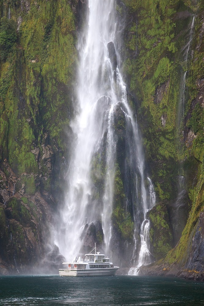 Waterfall in Milford Sound, photo