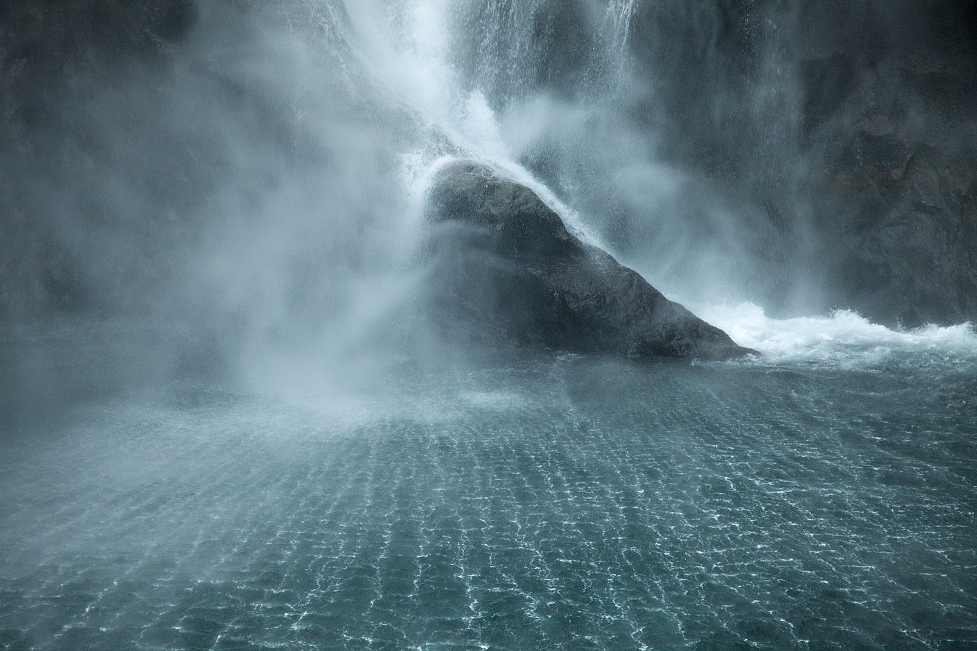 Waterfall in Milford Sound, photo